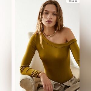Free People Olive One-Shoulder Bodysuit